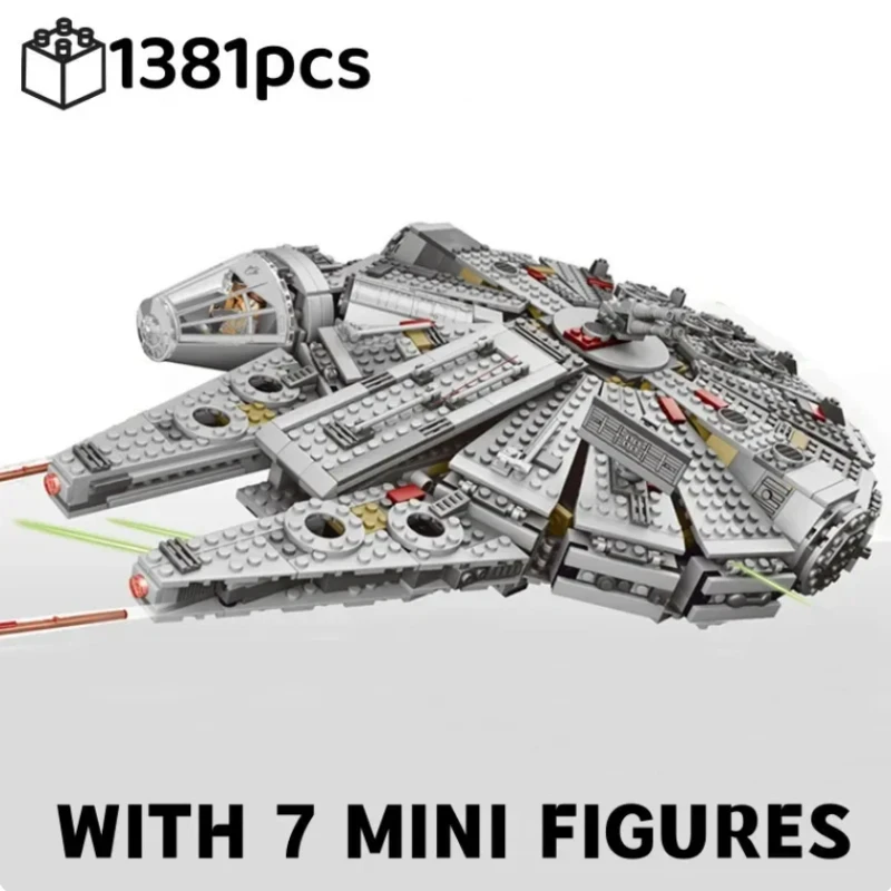 New 1381 Pcs Space Millennium War Ship Spacecraft Set Falcon Alien MINI 75105 Figure Model Building Blocks Bricks Toy Kids Gift