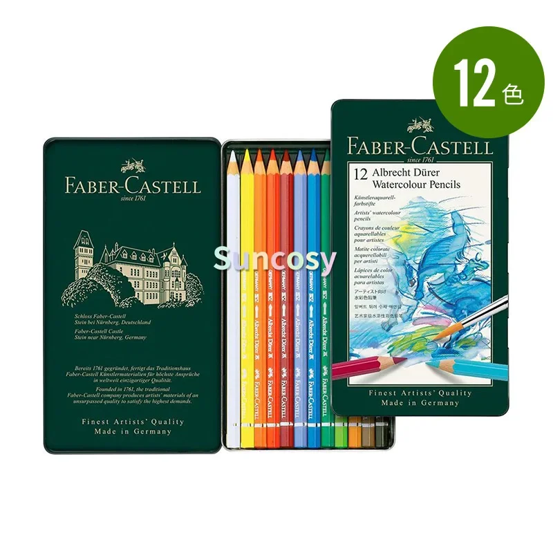 FABER CASTELL 60 Color Artist Water-soluble 120 Green Color Lead Tin Water Color Pencils,Albrecht Durer Watercolor Pencil