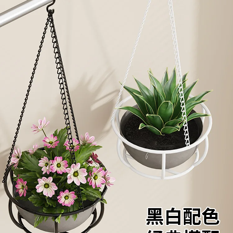 Simple wrought iron hanging basket flower pot hanger  orchid h frame succulent  basket green dill flower