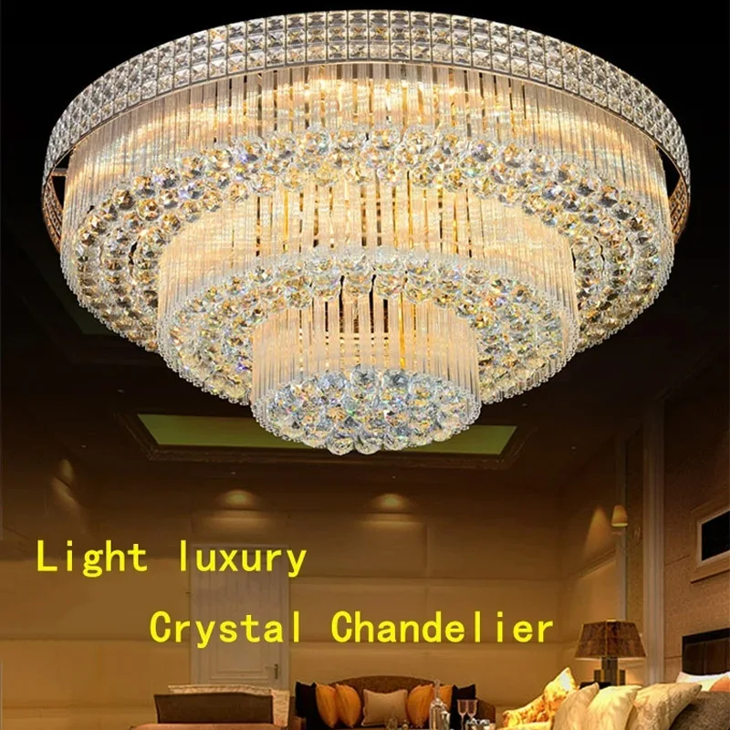 Light Luxury Crystal LED Chandelier Cake Ceiling Lamp Living Room Bedroom Kitchen Hotel Round Rectangular Home Furniture Lustres