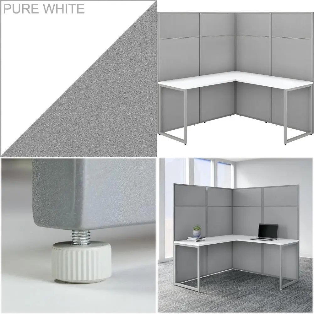 

L-Shaped Office Desk Workstation with 66H Panels, 60W x 66H, White
