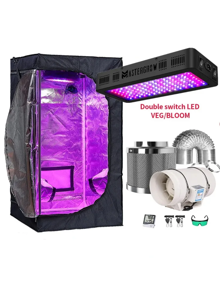 Hydroponisch kweeksysteem kweektent kit growbox 1000W full spectrum led kweeklamp 4 inch afzuigventilatoren koolstoffilter voor plantenkweek - afbeelding 2