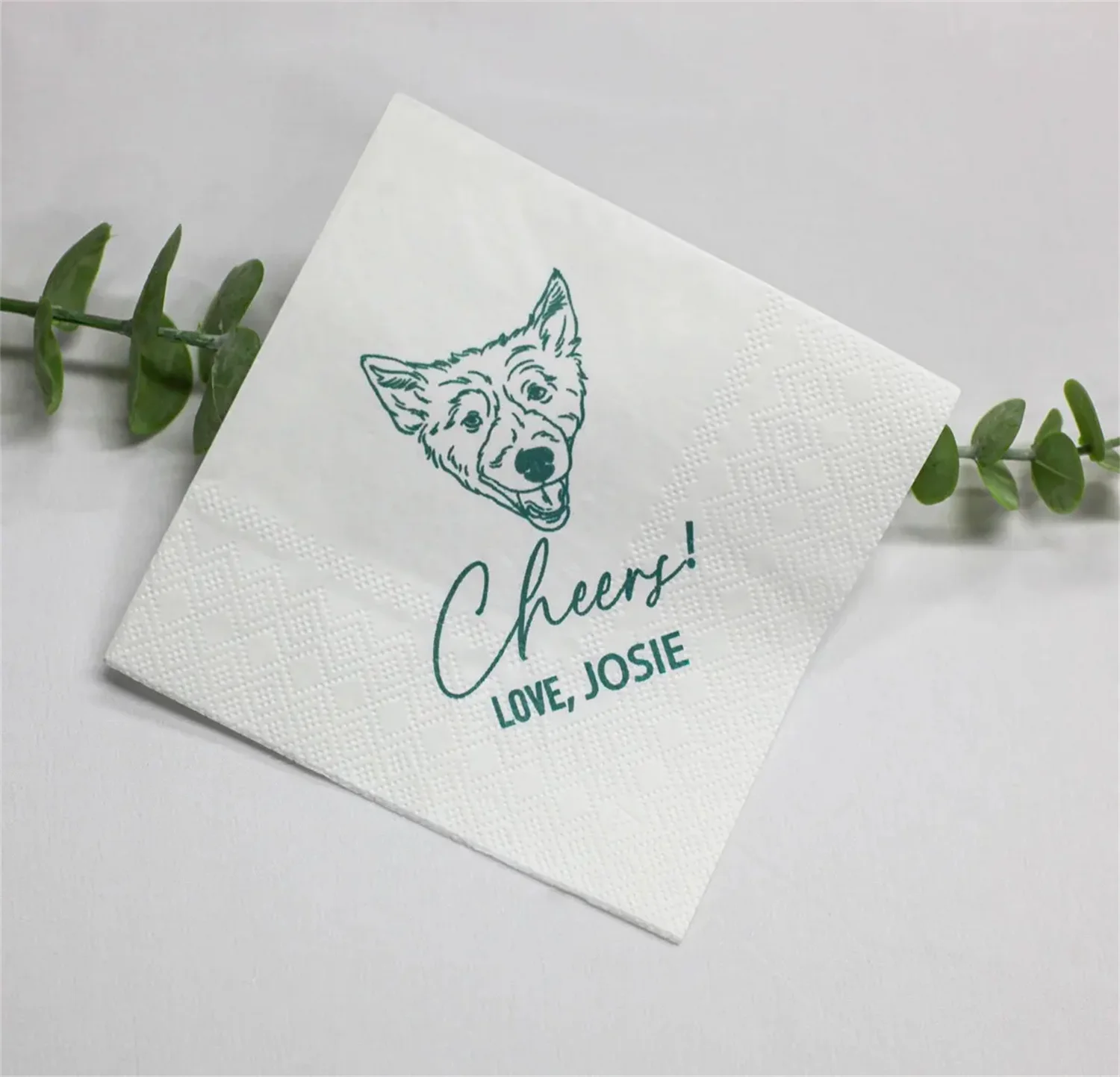 50 PCS Custom Pet Wedding Napkins,Personalized Cocktail Pet Napkin,Custom Illustrated Dog Wedding Napkins,Custom Pet Portrait Co