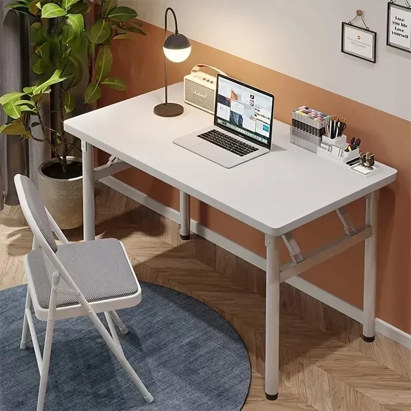 Folding Computer Desktop Bedroom Simple Folding Table Desk Makeup Table Outdoor Stall Long Strip Table Dining Room white desk