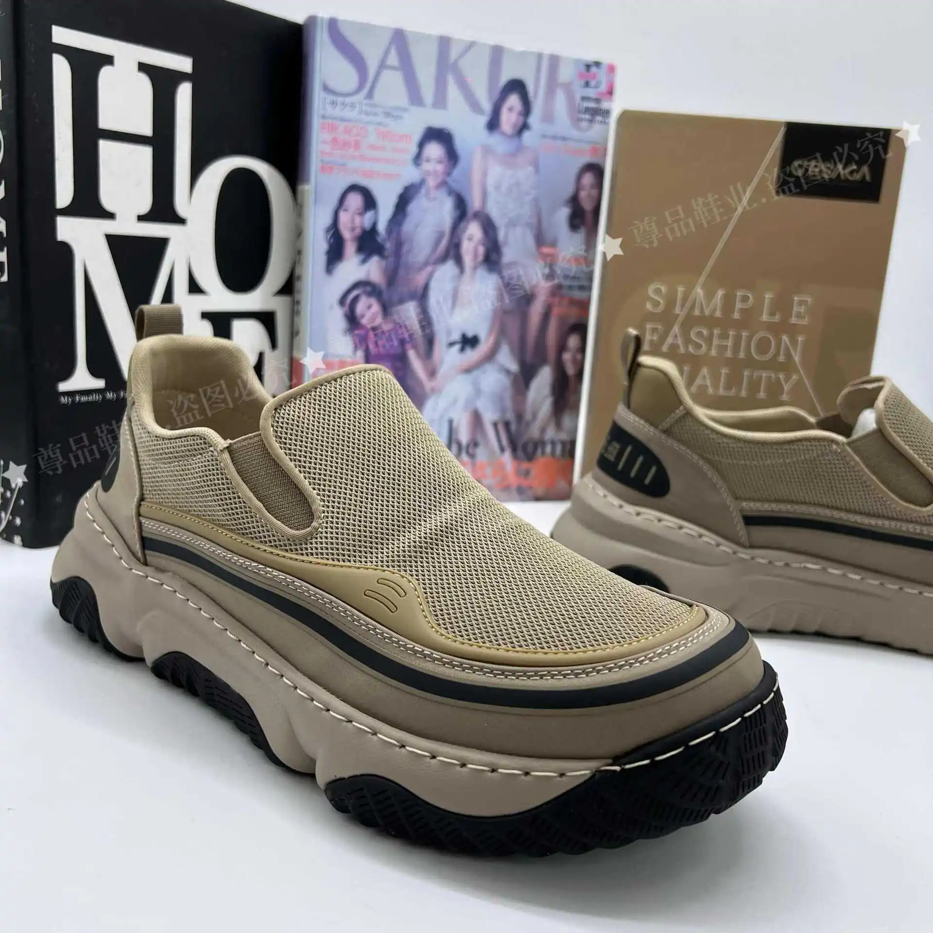 YRZL Anti Slip Loafers Shoes Men Breathable Mesh Casual Shoes Lightweight Walking Slip Sports Shoes Comfortable Trendy Footwear