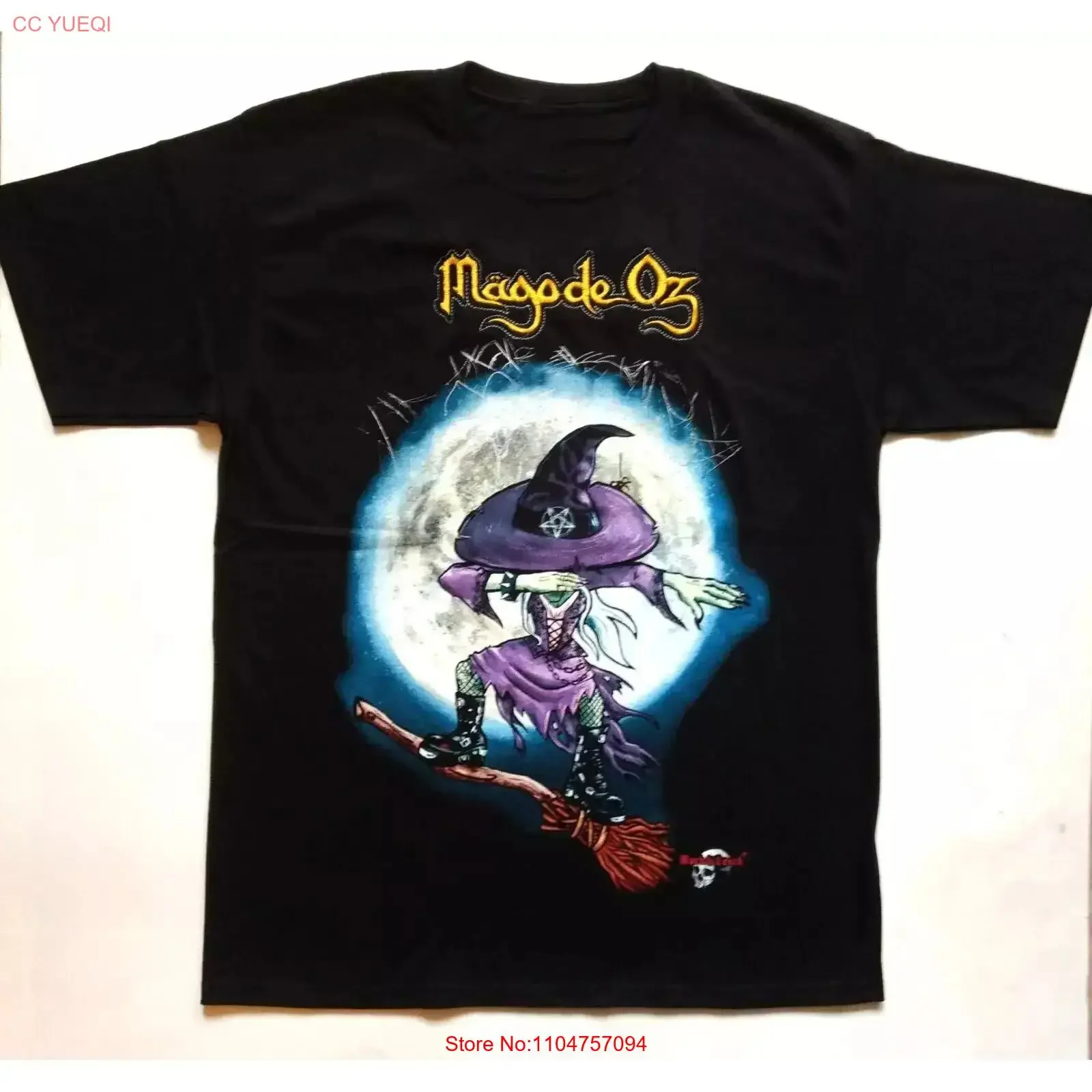Camiseta de manga corta negra de la gira de la banda de rock Rare Mago de Oz, unisex, NI1296, estilo vintage, lavada, versátil, informal, suave, unisex