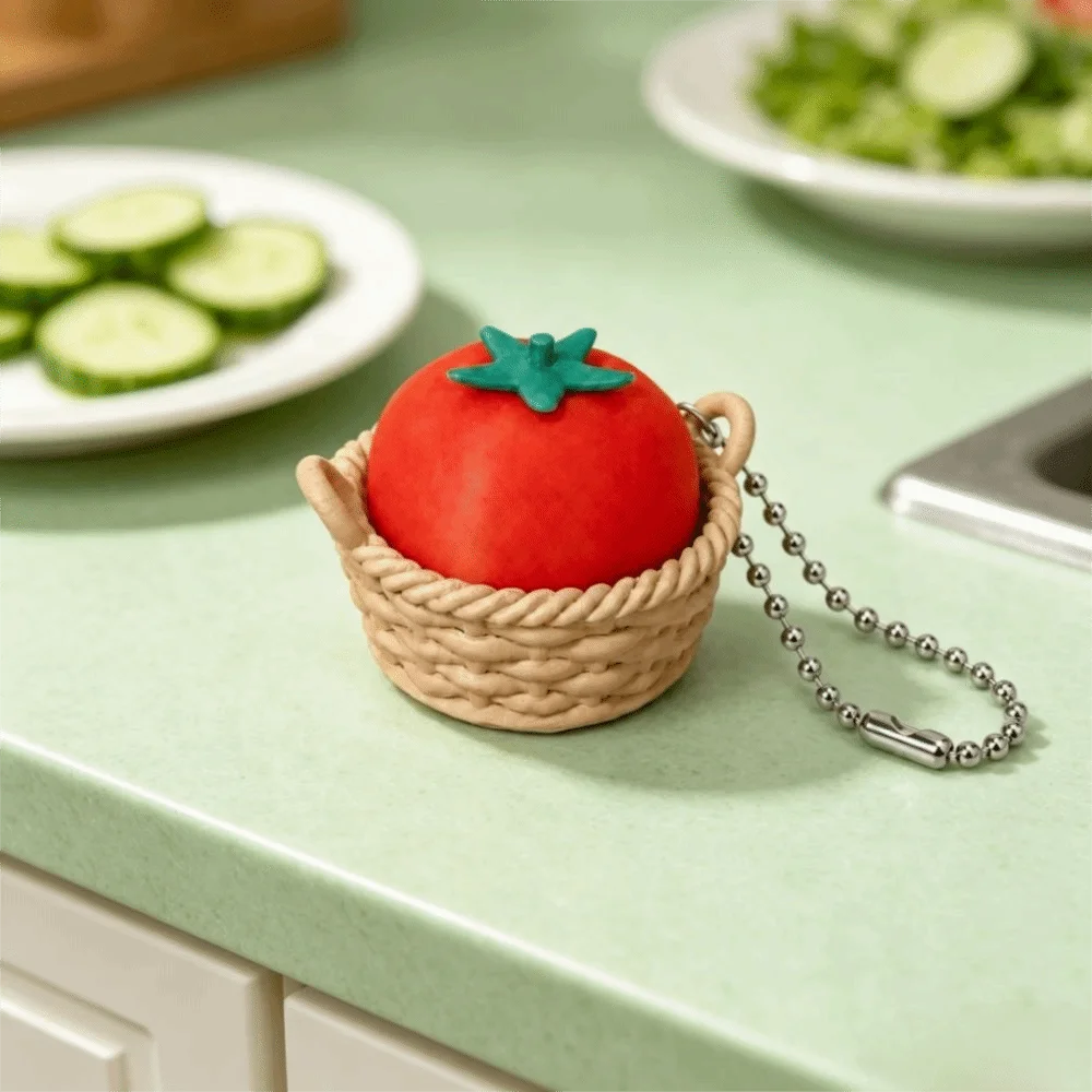 Simulation Fruit 3D Printed Keychain Simulation Vegetables 3D Printed Clicker Keychain Food Shaped Cute Fidget Keychain