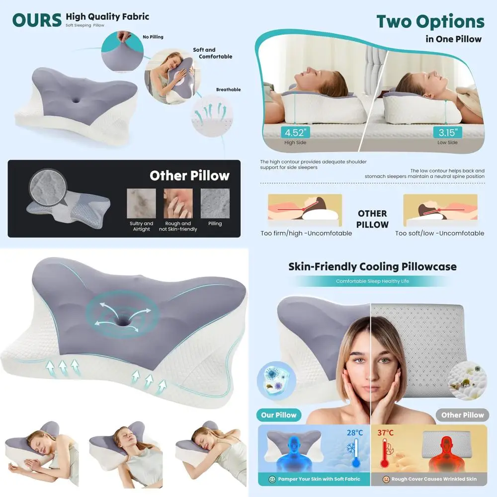 

Эргономичная охлаждающая подушка из пены с эффектом памяти для поддержки шейного отдела позвоночника и снятия боли, дышащий чехол, ортопедический дизайн для тех, кто спит на боку