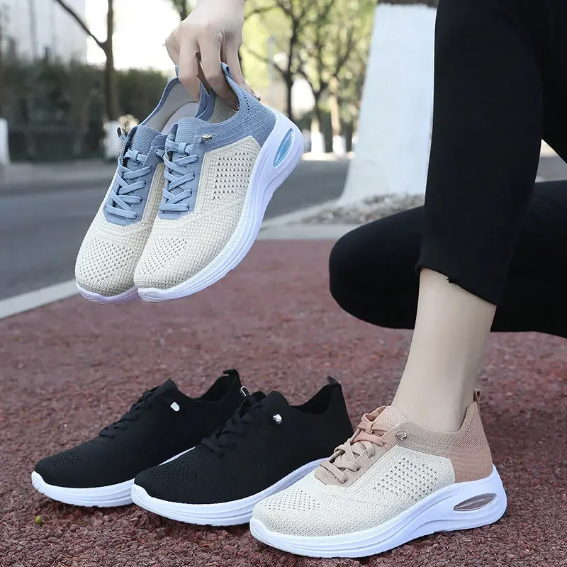 

2025 Spring/Summer New Thick soled Knitted Sports Shoes - Running Shoes Fashion Sports Women's Shoes sneakers women