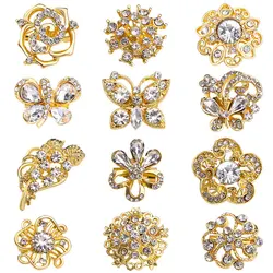 12 pcs/set Exquisite Fashion Women Girls Luxury Small Crystal Brooches Pins Elegant Unisex Suit Clothing High-end Corsages Badge