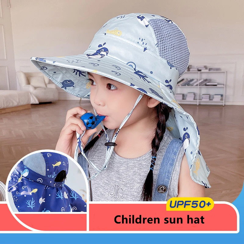 Children Sun Hat Summer Kids Outdoor Neck Ear Cover Anti UV Protection Beach Caps Kids Boy Girl Travel Flap Cap for Children