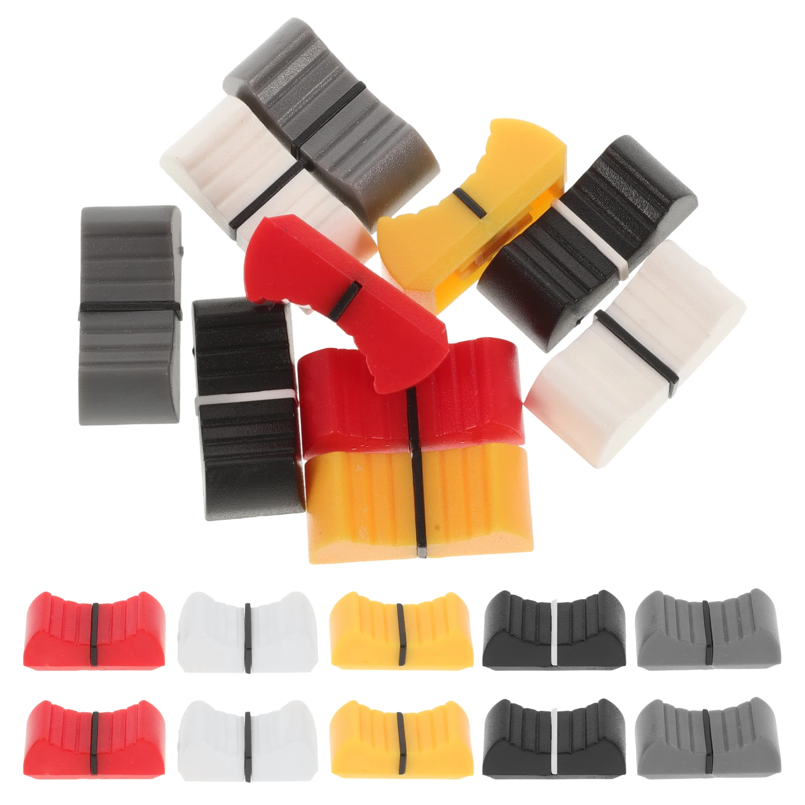 

50pcs Fader Mixer Slider Knobs Replacement Mixer Slider Fader Knobs Black White Yellow Red Gray 4mm Holes Durable Easy Install