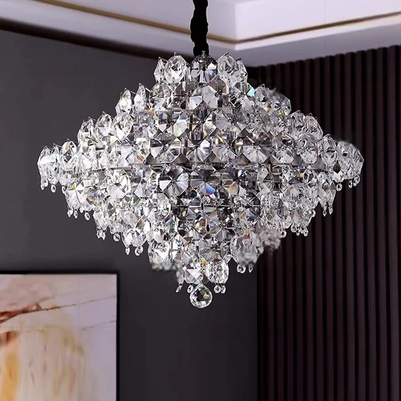 Advanced Atmospheric Led Living Room Crystal Chandelier Home Decoration Villa Staircase Dining Room Bedroom Lighting Fixtures