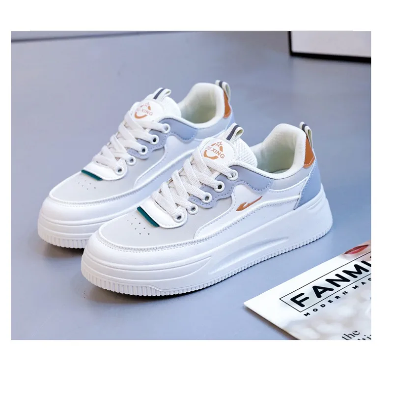 Fashion Women's Shoes Autumn New Fashion Street Color Contrast Women's Casual Sports Breathable Leather Shoes Vulcanized Shoes