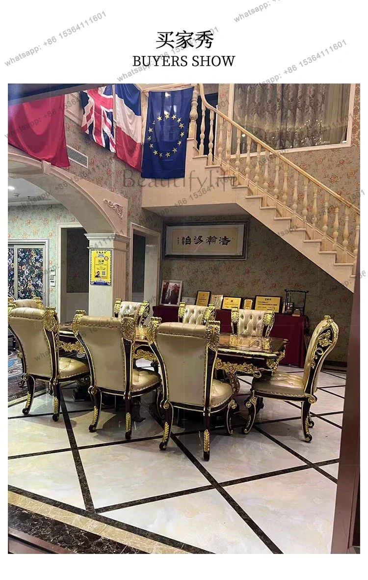 كرسي طعام من الجلد الفرنسي لغرفة الطعام، كرسي ناعم، كرسي فاخر من الطبقة الأولى من جلد البقر الصلب #5