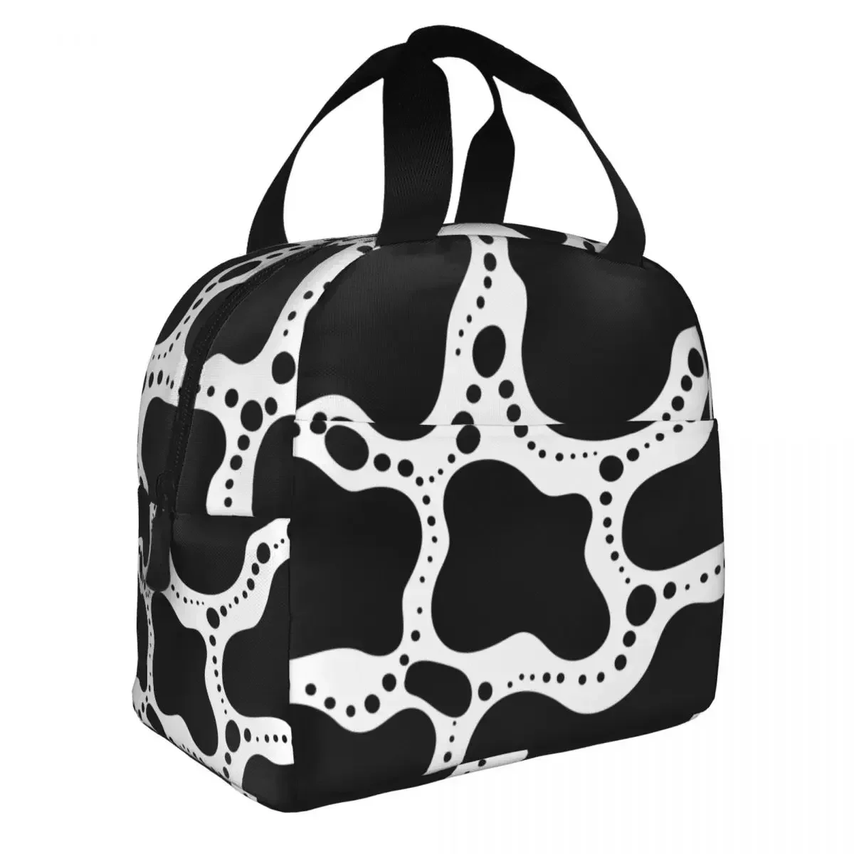 

Kids Cow Pattern Insulated Cooler Bag Portable Picnic Animal Canvas Lunch Box Bento Pouch