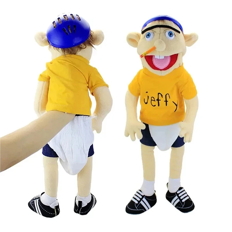 Large Jeffy Boy Hand Puppet Children Soft Doll Talk Show Party Props Christmas Doll Plush Toys Puppet Kids Gift