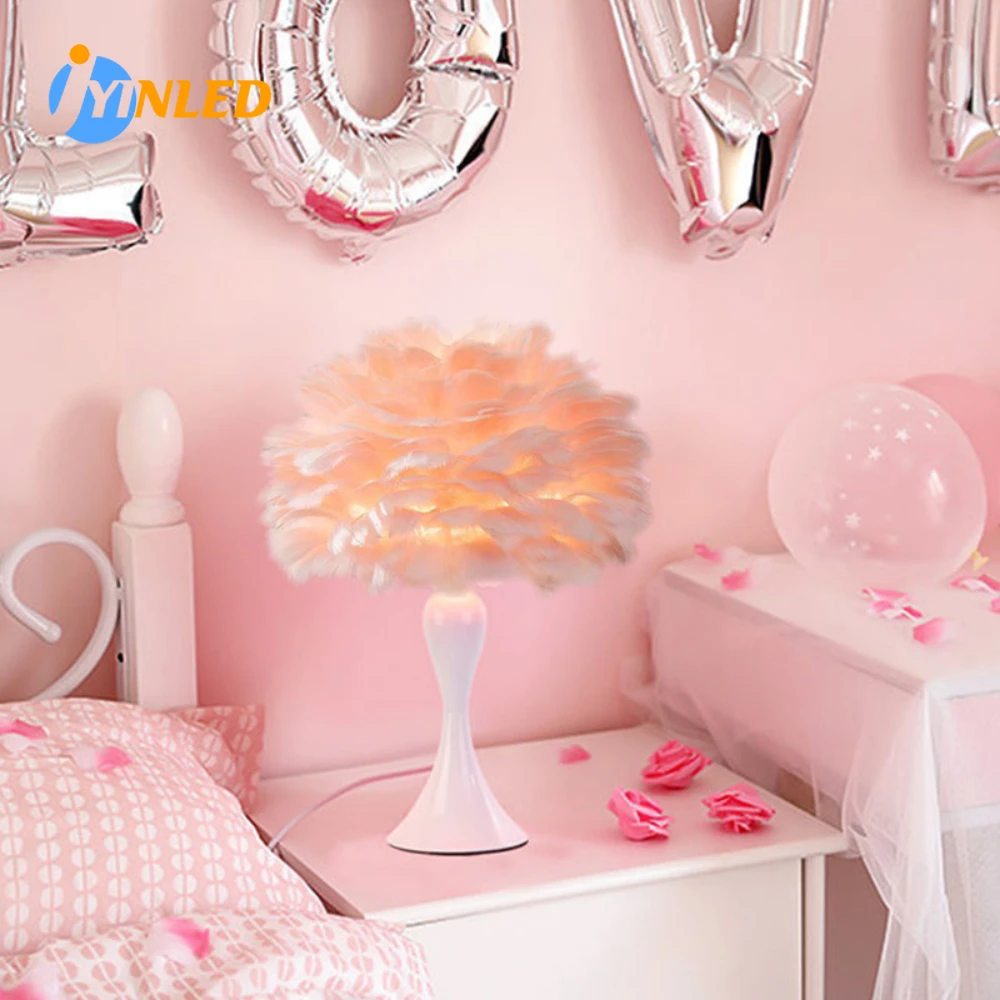 

Feather Bedroom Table Lamp Modern Bedside Lamp Living Room Coffee Shop Wedding Christmas Decoration Romantic Feather Lamp