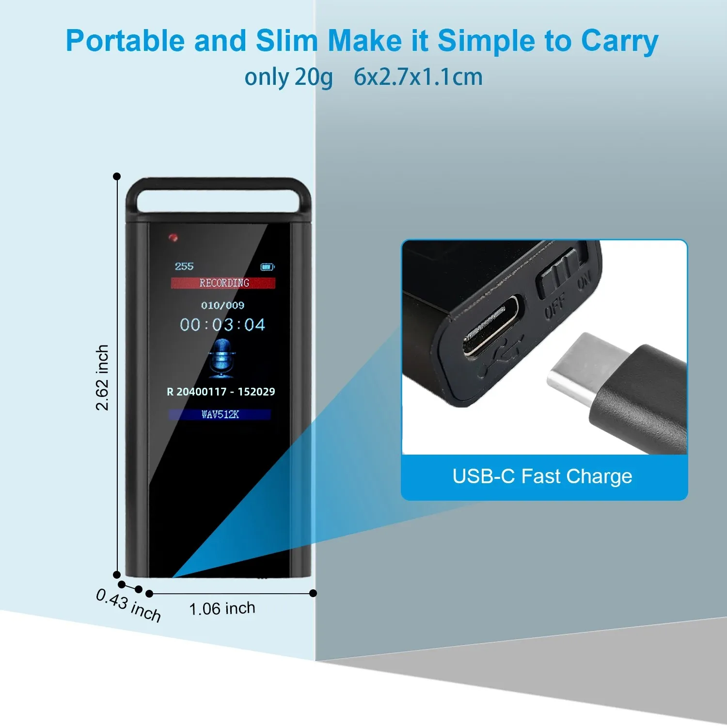 مسجل صوت رقمي صغير USB C يعمل بالصوت 8 جيجابايت 32 جيجابايت 64 جيجابايت 128 جيجابايت قلم Mp3 تسجيل سريع REC 1536 كيلوبت في الثانية كلمة المرور