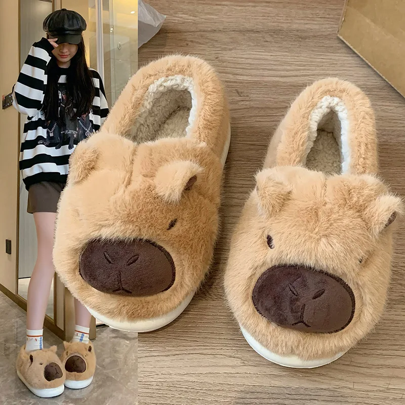 Hairy Cotton Slippers for Women Indoor Home Warmth, Plush Baotou Slippers, Cute Anti Slip Cotton Shoes Zapatos De Mujer Luxury