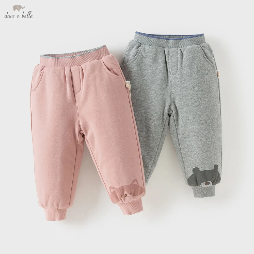 

Dave Bella Children Knitted Pant Autumn Winter Girls Boys Thicken Plush Trousers Loose Elastic Outerwear Kids Clothing DB4254771