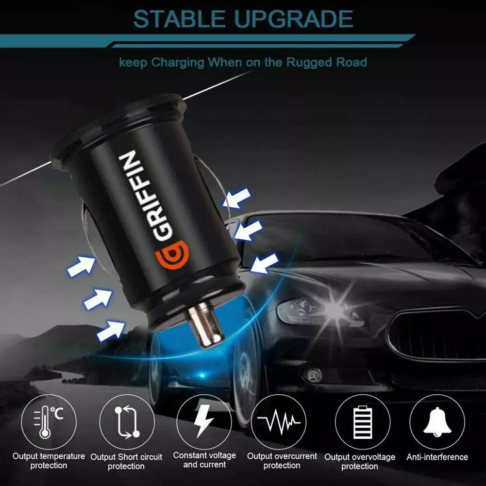 Car Charger Mini Dual USB 12v Lighter Socket Adapter Twin Power Fast Plug Charging Plug Accessories Adapter Interior Parts G1F5