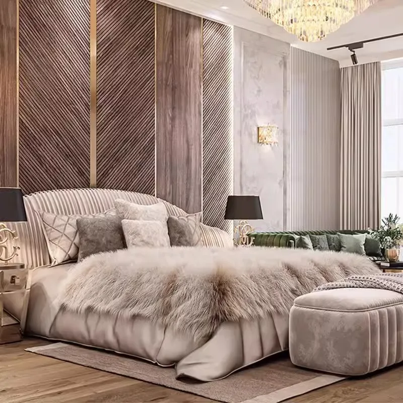 

Ltalian Confortable Bed Light Luxury Modern Headboard King Size Design Bed Aesthetics Wedding Confortable Cama Casal Furniture