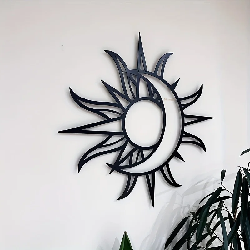 One Piece of Sun And Moon Decorative Pendants, Crafted from Metal for Home Decor, Ideal for Wall Art,Perfect As Gifts for Office