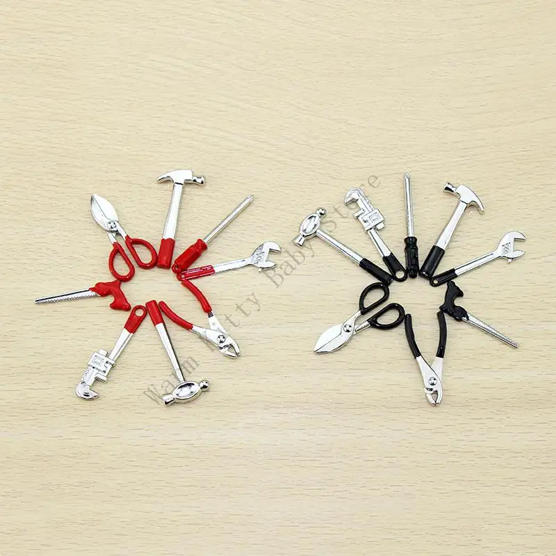 

8 PCs Dollhouse Miniature Repair Tools Models Mini Hammer Wrench Pliers Scissors For Dollhouse Garden Garage Decors