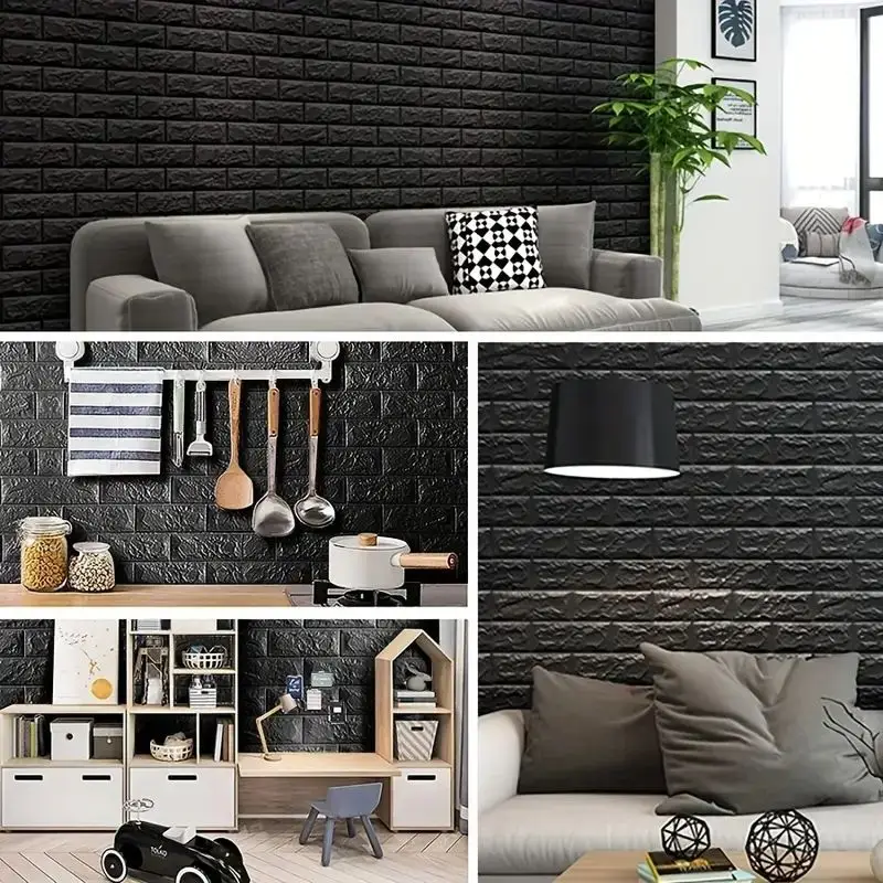 10/20/30/40/50pcs DIY 3D Simple Brick Pattern Wall Stickers,Thickened, Sound-proof,Waterproof,Moisture-proof