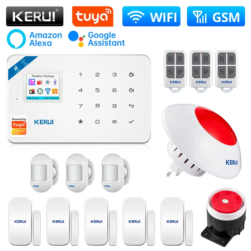 

KERUI W181 Central Alarm with Door Sensor Siren WIFI GSM Alarm System for Home Wireless Alarm Support Alexa Tuya Smart