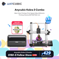 ANYCUBIC Kobra 3 Combo FDM Multi-Color 3D Printer Print in 4 to 8 Color With Max 600mm/s Printing Speed Build Size 250x250x260mm