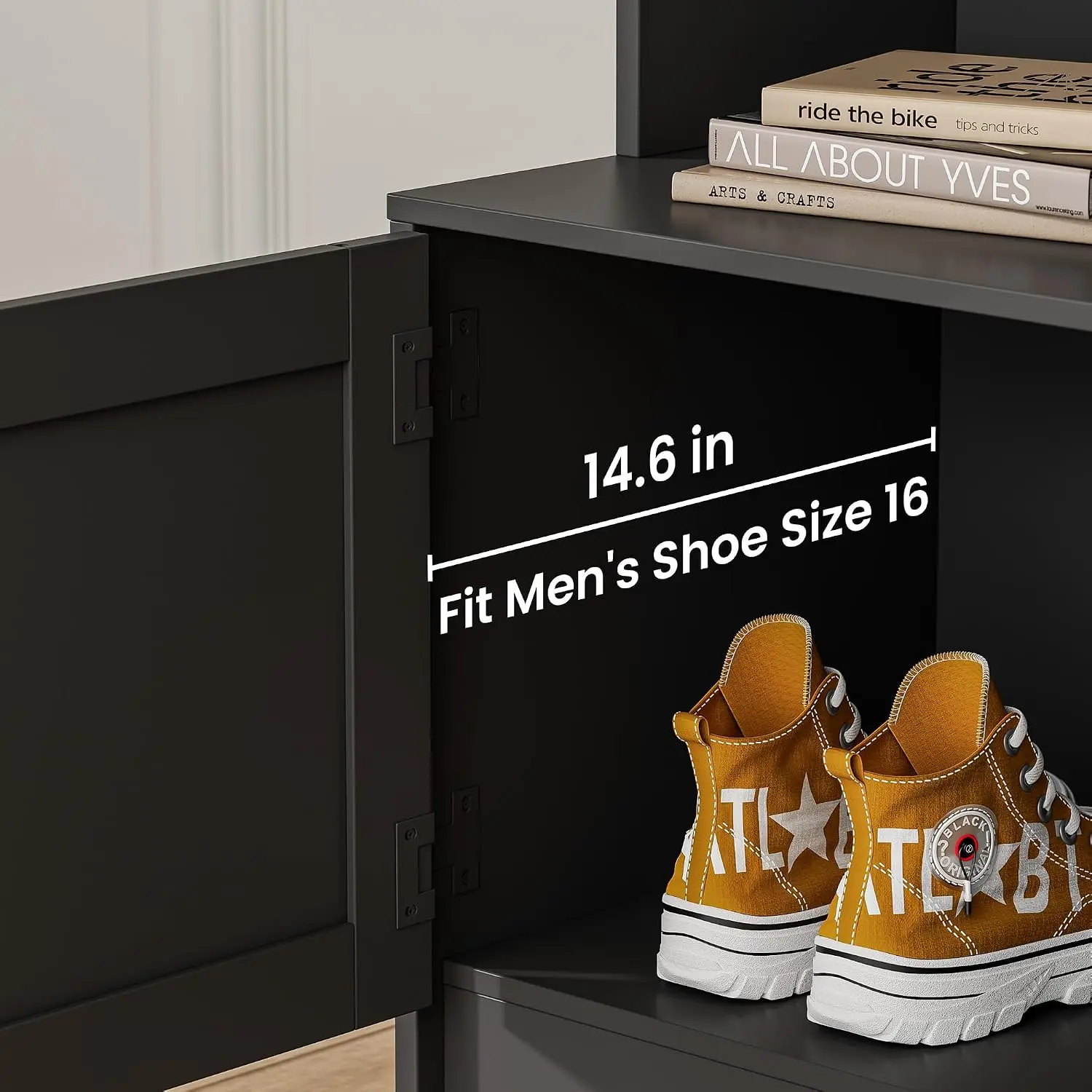 Black Hall Tree with Storage, 70.9" Tall Entryway Bench with Shoe Storage, Coat Rack and Top Shelf, Freestanding