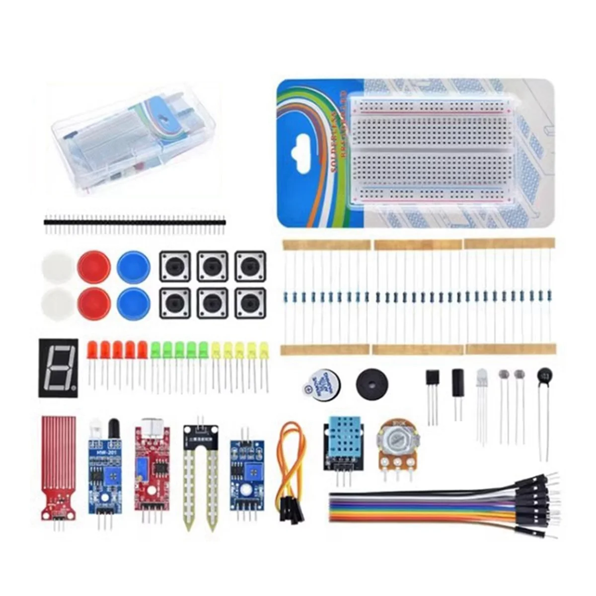 AB20-For UNO R3 Development Board 400 Hole Kit Switch Breadboard Sensor Obstacle Avoidance Module LED Lights Loose Parts,A