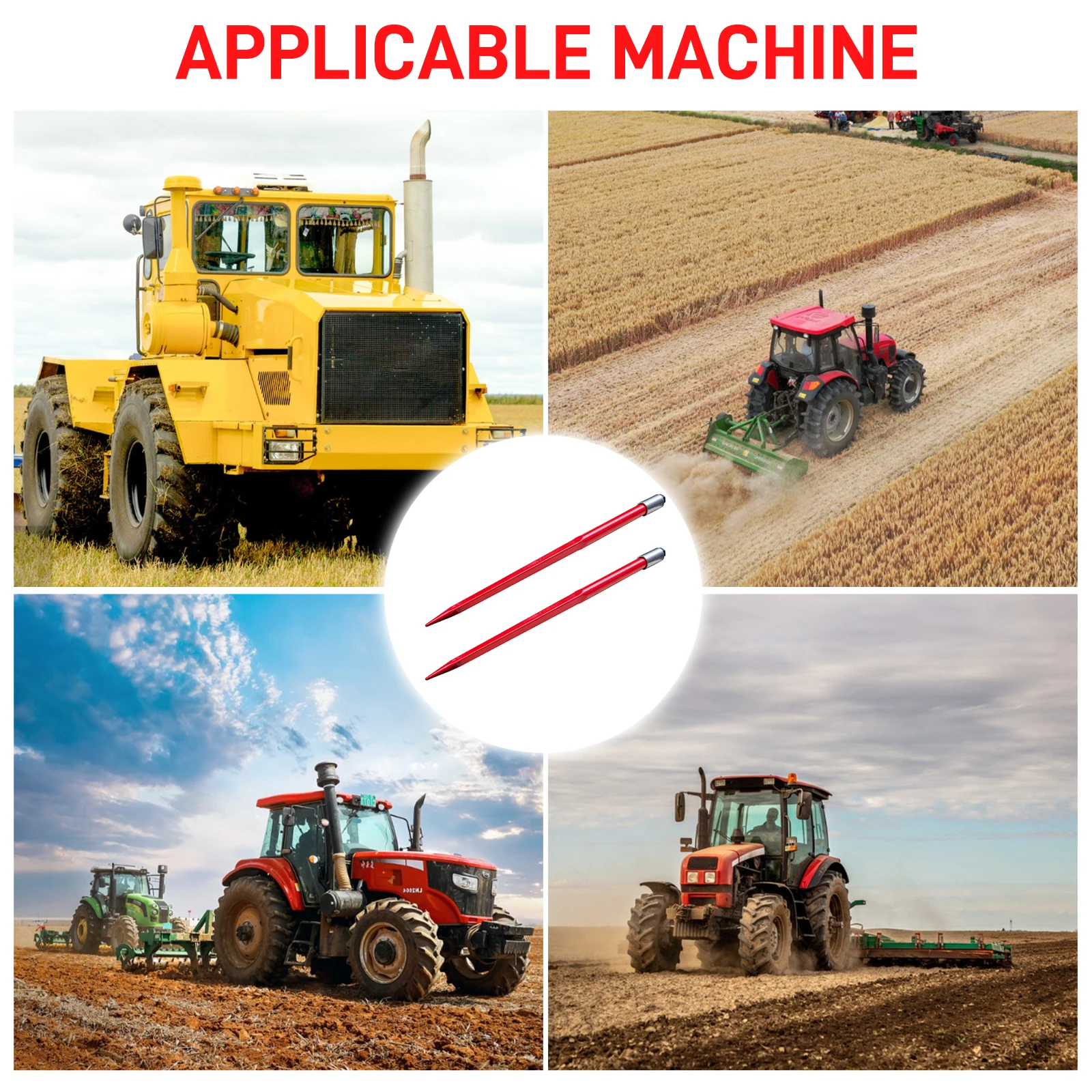 Brand new 49-inch bale fork with a load capacity of 4,000 pounds, equipped with a 2-piece skid steer loader bale fork.