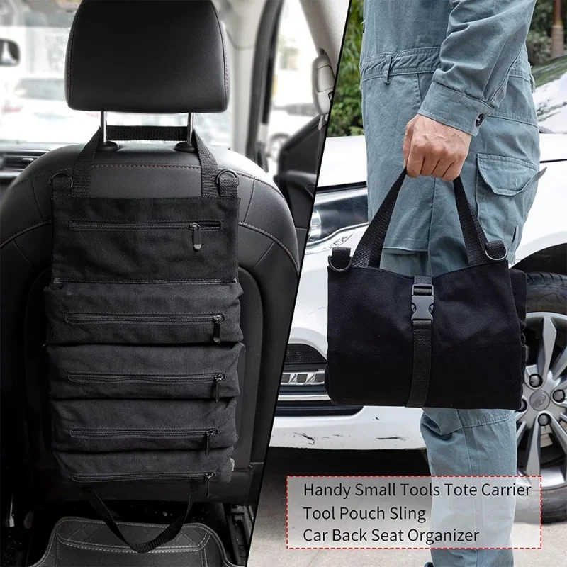 Car Seatback Suspension Storage Bag Foldable Multifunctional Tools Portable Canvas Electrician Bag Hardware Kit