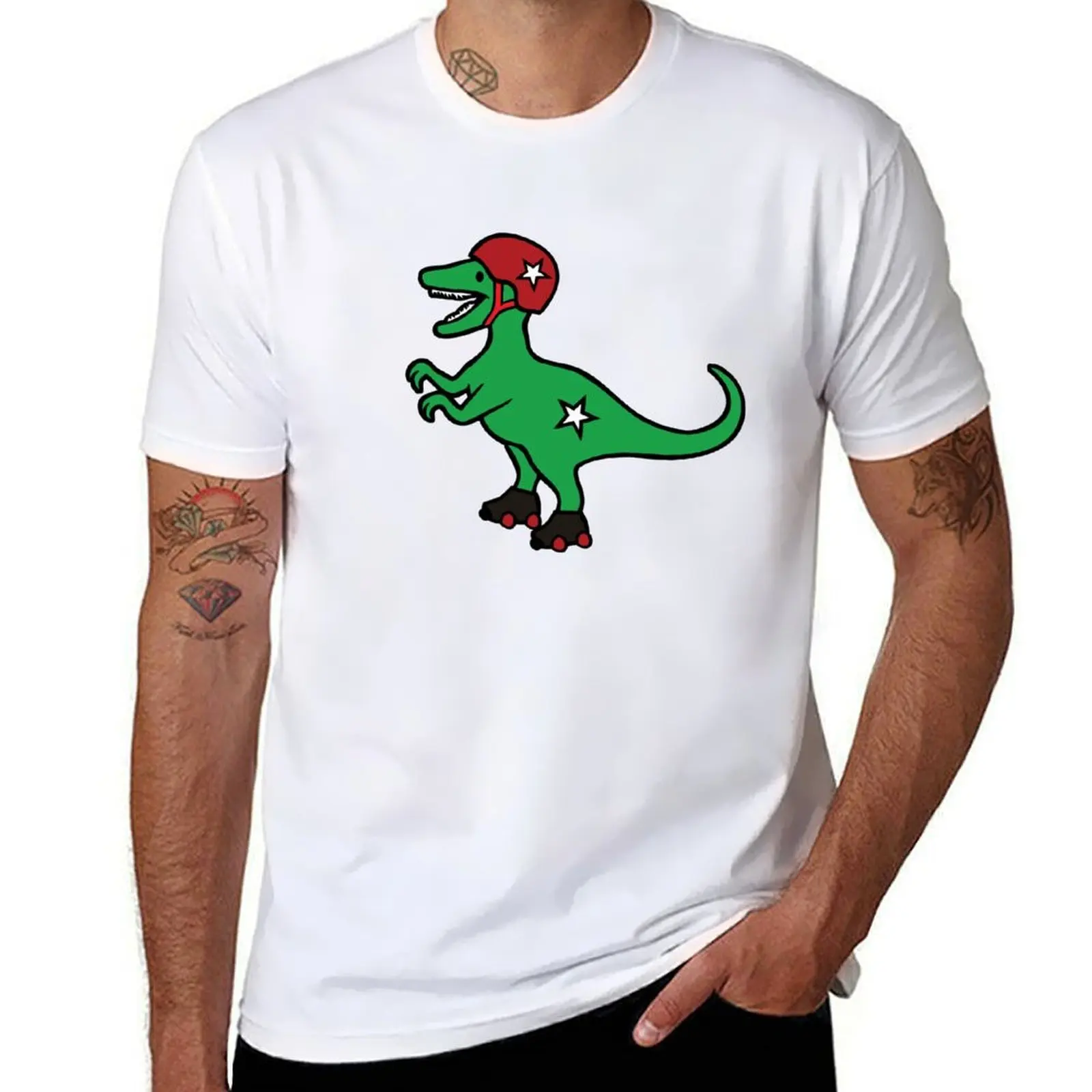 Camiseta Roller Derby Velociraptor, camiseta de lujo para hombre, Camiseta de algodón negro, camiseta lisa para hombre
