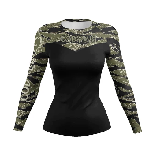 Imagen 2 del producto Chaqueta deportiva de manga larga para mujer, camisa de compresión con estampado 3d, secado rápido, UPF 50 +, protección solar