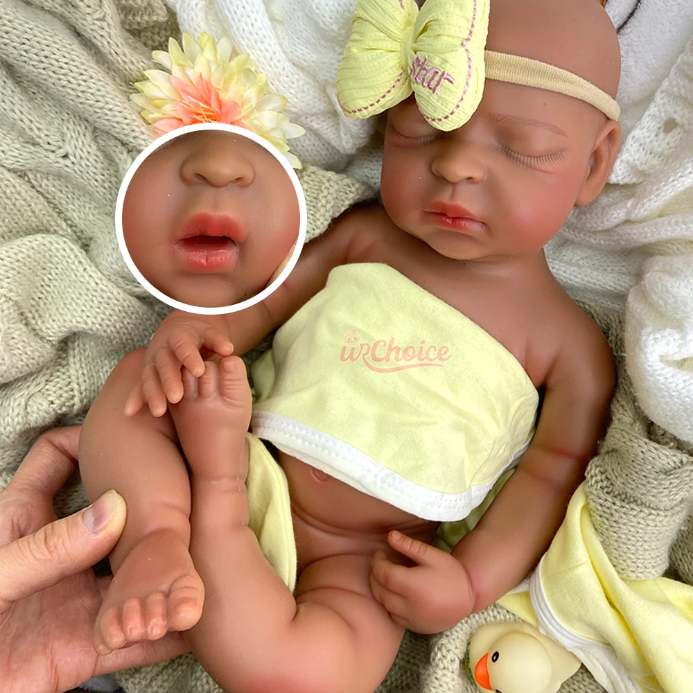 

Flexible 17Inch Full Body Soft Silicone Newborn Baby Girl Doll Handmade Open Mouth Reborn Bebe Perfect Cute Collection Doll Gift