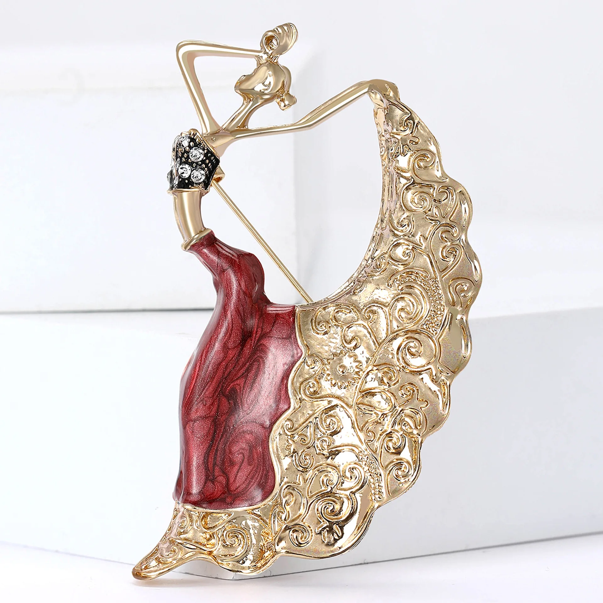 Alloy Enamel Dancing Peacock Dance Girl Two Colors Brooches For Women Unisex Elegant Clothing Jewelry Accessories Friend Gifts