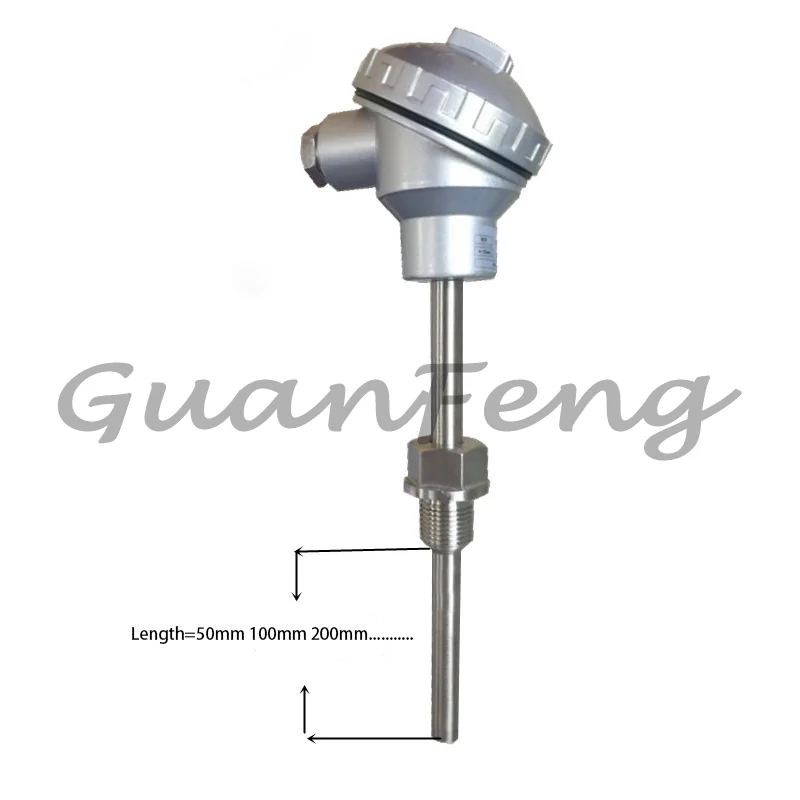 PT100 Thermal Resistance Temperature Sensor Probe, High‑Temp Industrial RTD Transmitter with 4‑20mA RS485 Signal Output