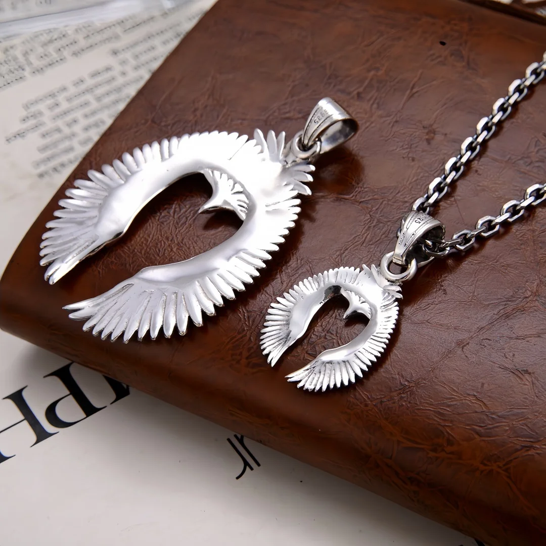 BOCAI New S925 Sterling Silver Charms Pendants for Men Women Antique Flying Soaring Eagle Charm Fashion Fine Choice Jewelry