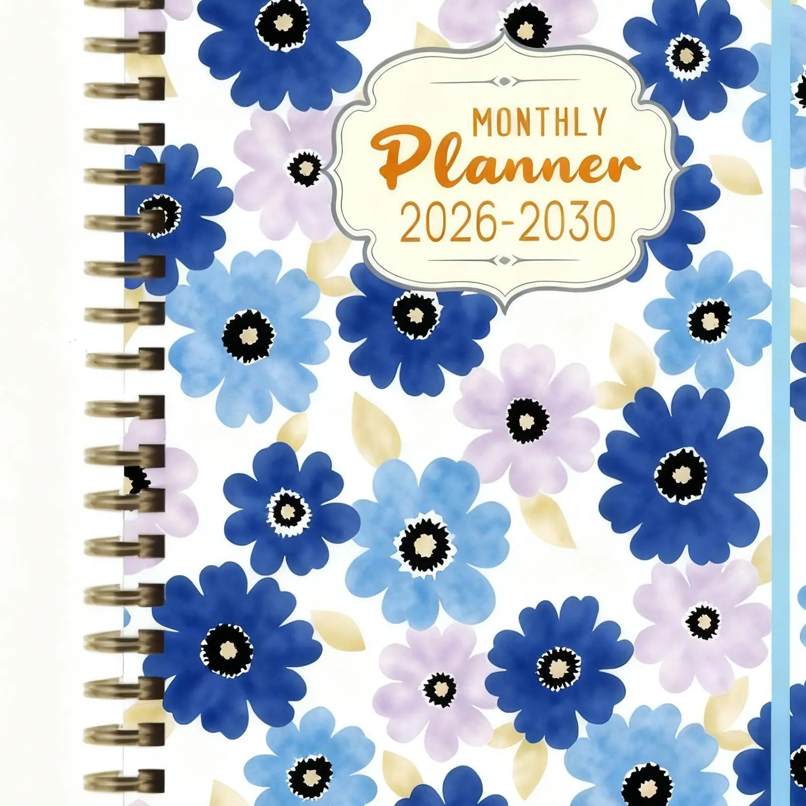 สมุดวางแผนปฏิทิน 5 ปี แบบเข้าเล่มสันห่วง ปี 2026 วางแผนรายสัปดาห์และรายเดือน สำหรับนักเรียน นักศึกษา ธุรกิจ และใช้บนโต๊ะทำงาน