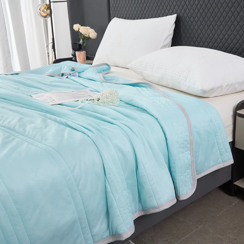 

Однотонное летнее одеяло в простом стиле, покрывало для кровати размеров Single/Full/Queen, прохладное одеяло для кондиционированных помещений, гладкие прохладные летние одеяла