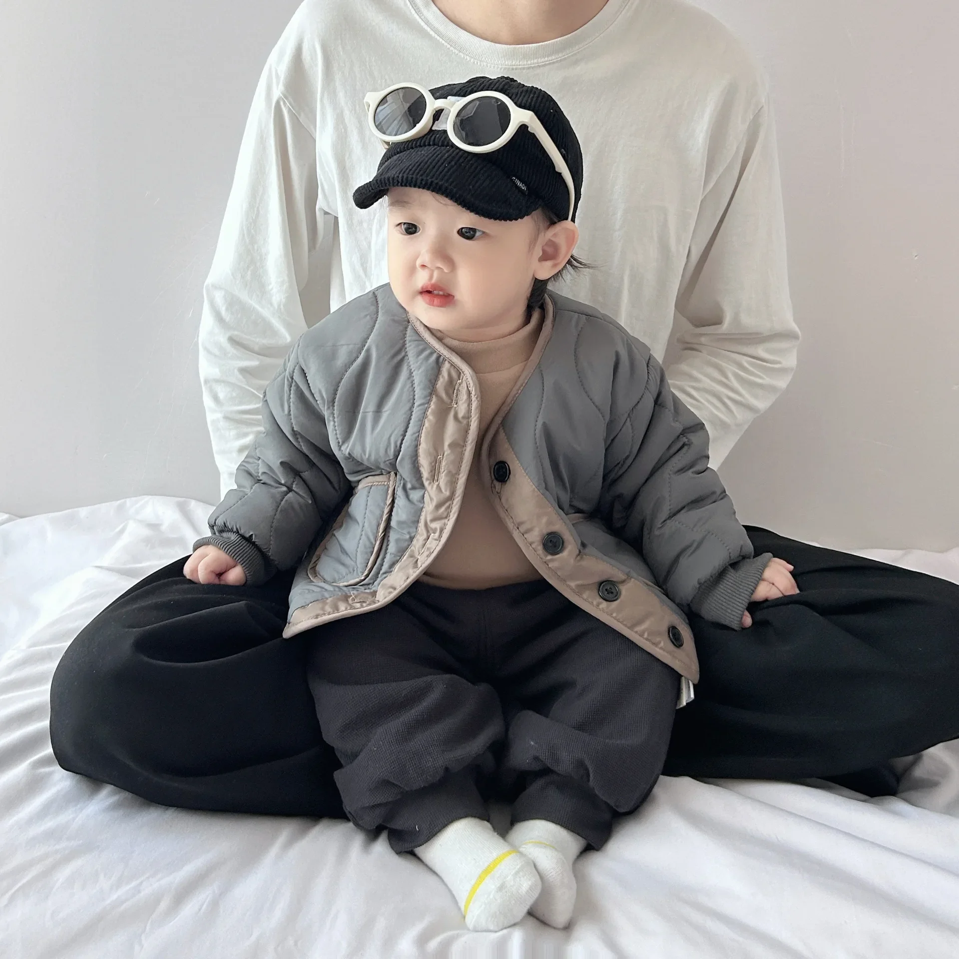 Baby Clothes Korean Style Winter Coat Handsome Warm Cotton-padded New Fashionable Casual Simple Solid Color Kids Warm Coat