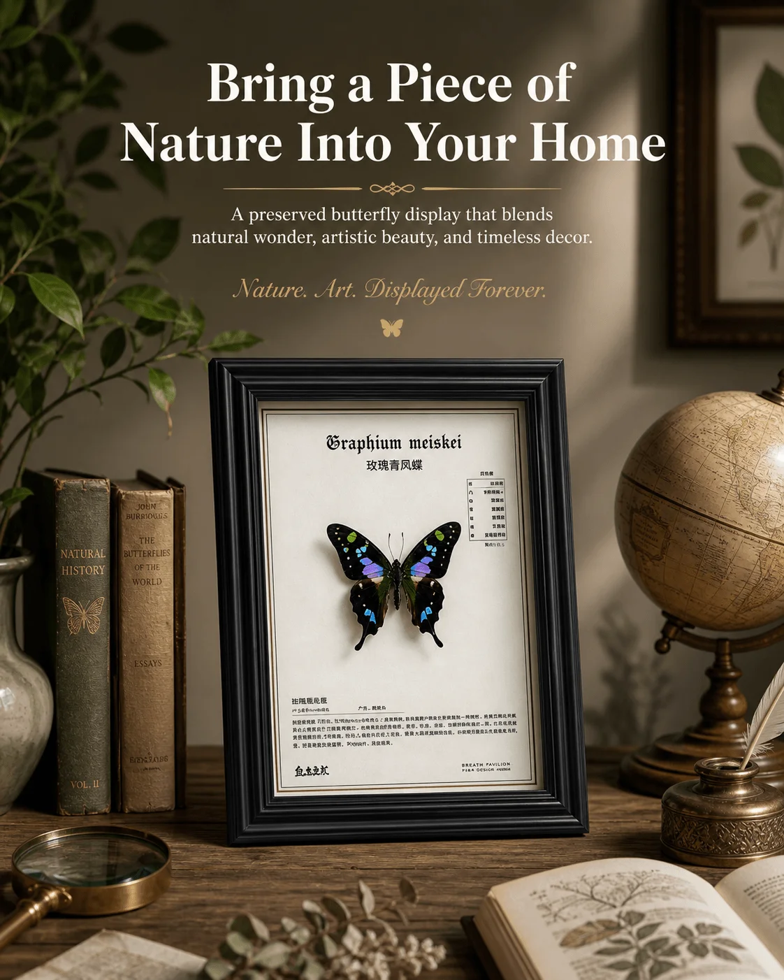 

Graphium weiskei, Real Butterfly, Insect Specimen, Wall Art, Display Collectible, Birthday Gift, Creative Decor Ornament