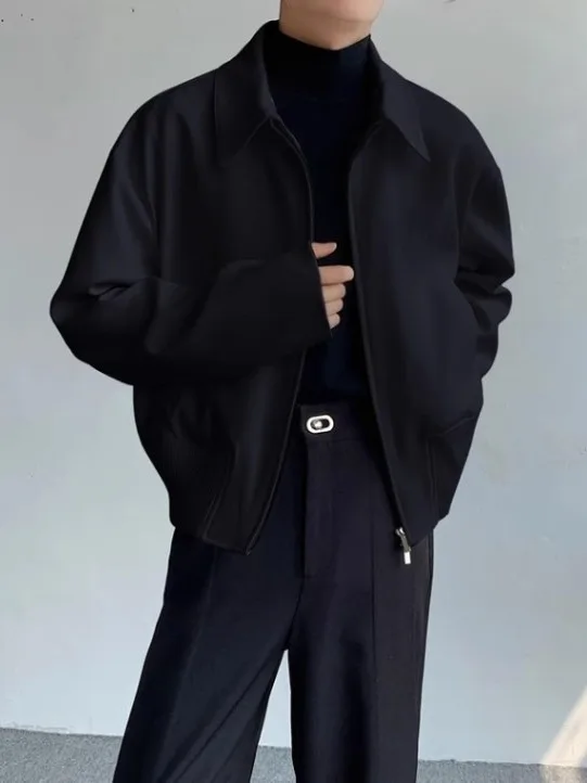 

Мужская куртка свободного кроя в стиле ретро в Корейском стиле с лацканами, осенняя модная повседневная рекламная верхняя одежда ort Length