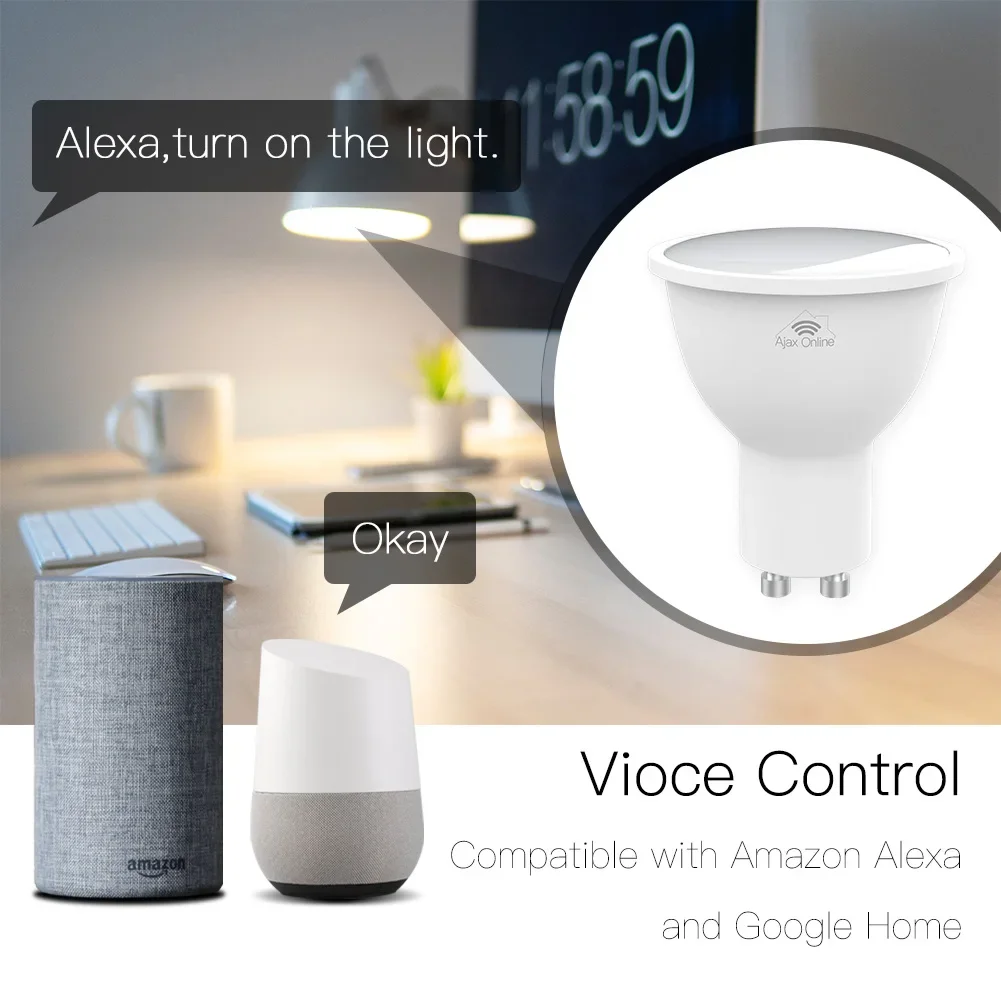 Moeshouse GU10 Wifi Smart Led-lampen Rgbw C + W Witte Dimbare Lampen Leven Tuya Afstandsbediening Gloeilampen Werk met Alexa/Google