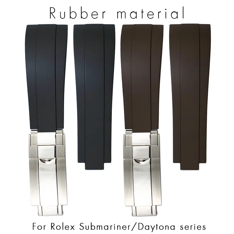 NFR FKM Fluorine Rubber Short Buckle Watchband 20mm Fit for Rolex Daytona Yacht Master Submariner OYSTERFLEX Small Wrist Soft