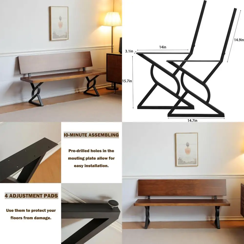 

Набор металлических ножек и кронштейнов для спинки своими руками, 16 дюймов, идеально подходит для столешниц из мясного блока и скамейки из деревянной плиты, идеально подходит для